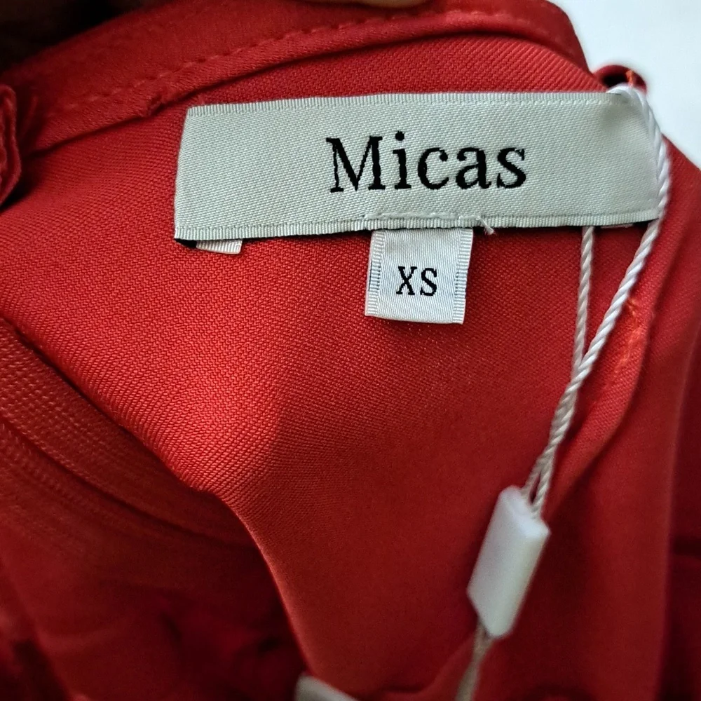 Micas Two-tone Satin Red Dress NWT - Picture 4 of 13